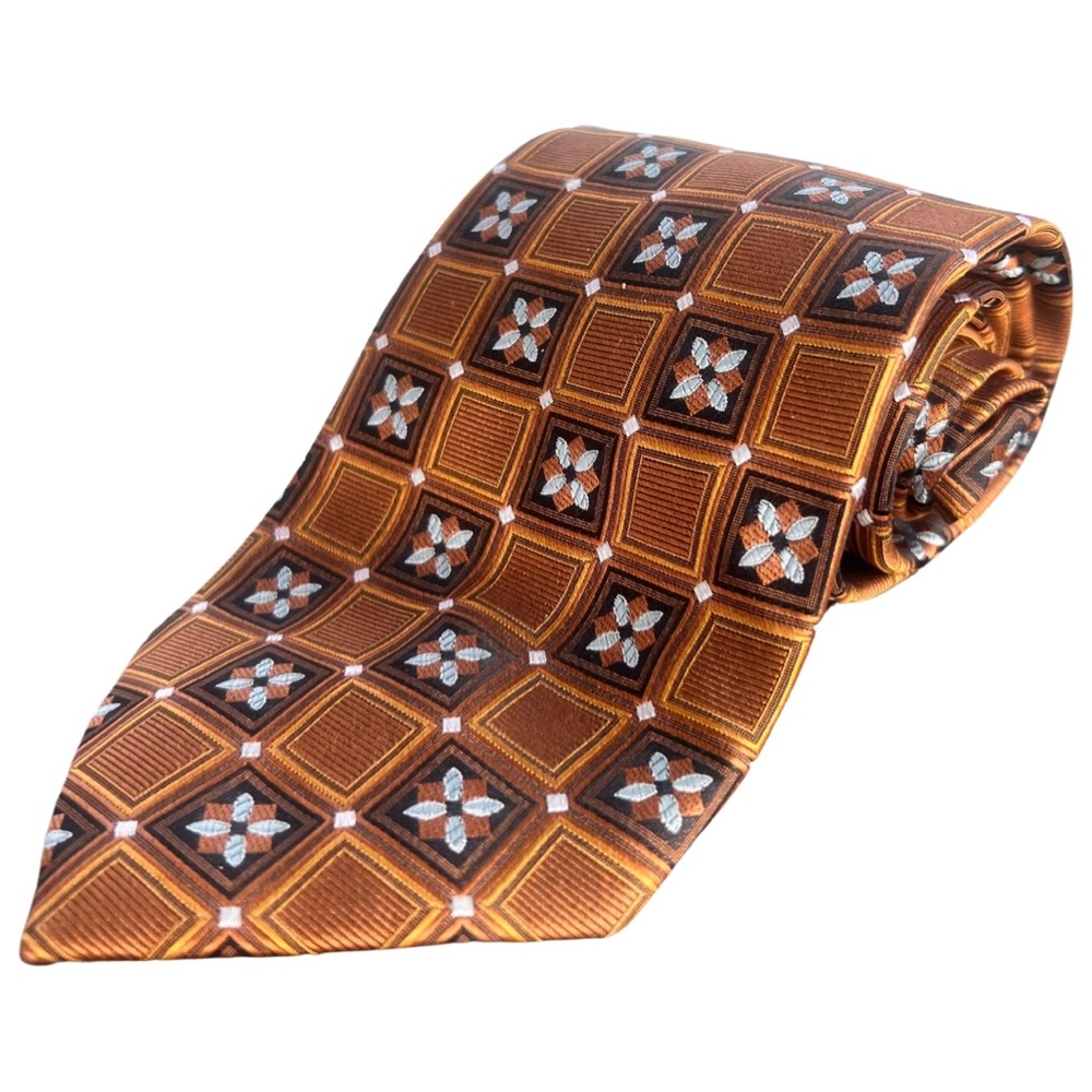 Jos A Banks Silk Tie Copper Gold and Black Wide Width